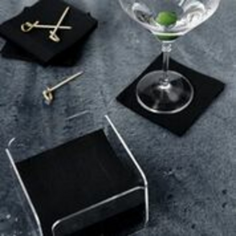 Serviette cocktail noir ouate de cellulose 20x20 cm Celi Ouate Cgmp (50 pièces)